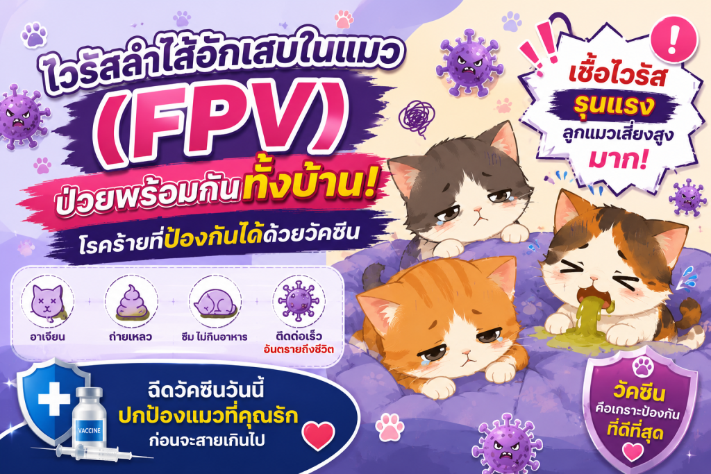 ไวรัสลำไส้อักเสบในแมว (FPV) ป่วยพร้อมกันทั้งบ้าน! โรคร้ายที่ป้องกันได้ด้วยวัคซีน
