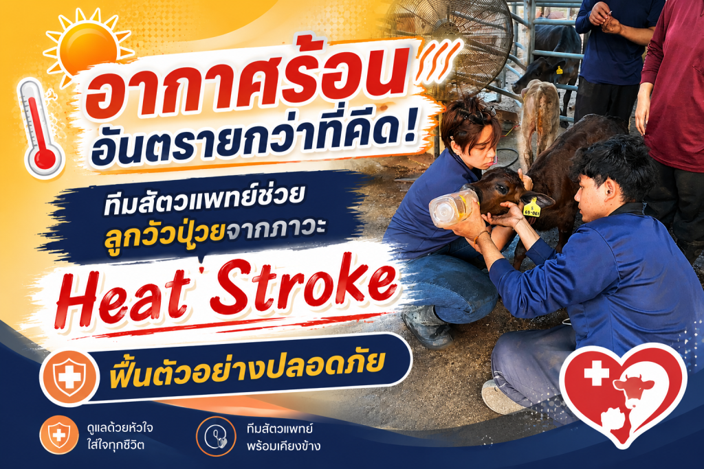 อากาศร้อนอันตรายกว่าที่คิด! ทีมสัตวแพทย์ช่วยลูกวัวป่วยจากภาวะ Heat Stroke ฟื้นตัวอย่างปลอดภัย